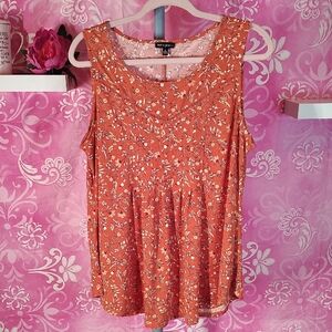Ava & Grace Terracotta Floral Sleeveless Blouse